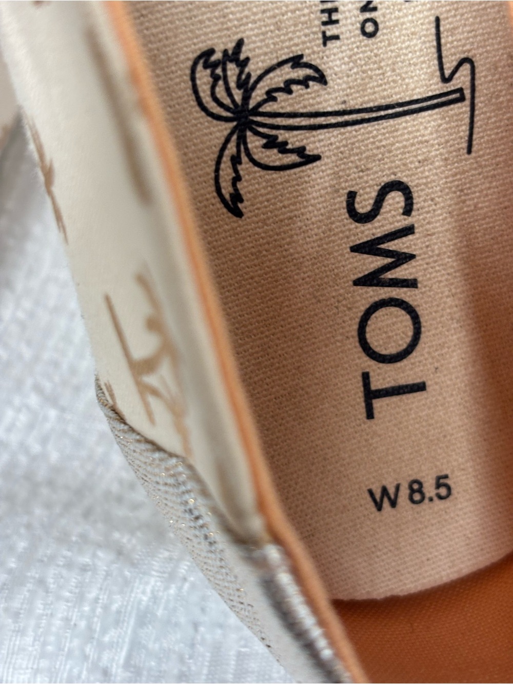 TOMS Cream Canvas Slip-Ons with Metallic Palm Print - Picture 4 of 5